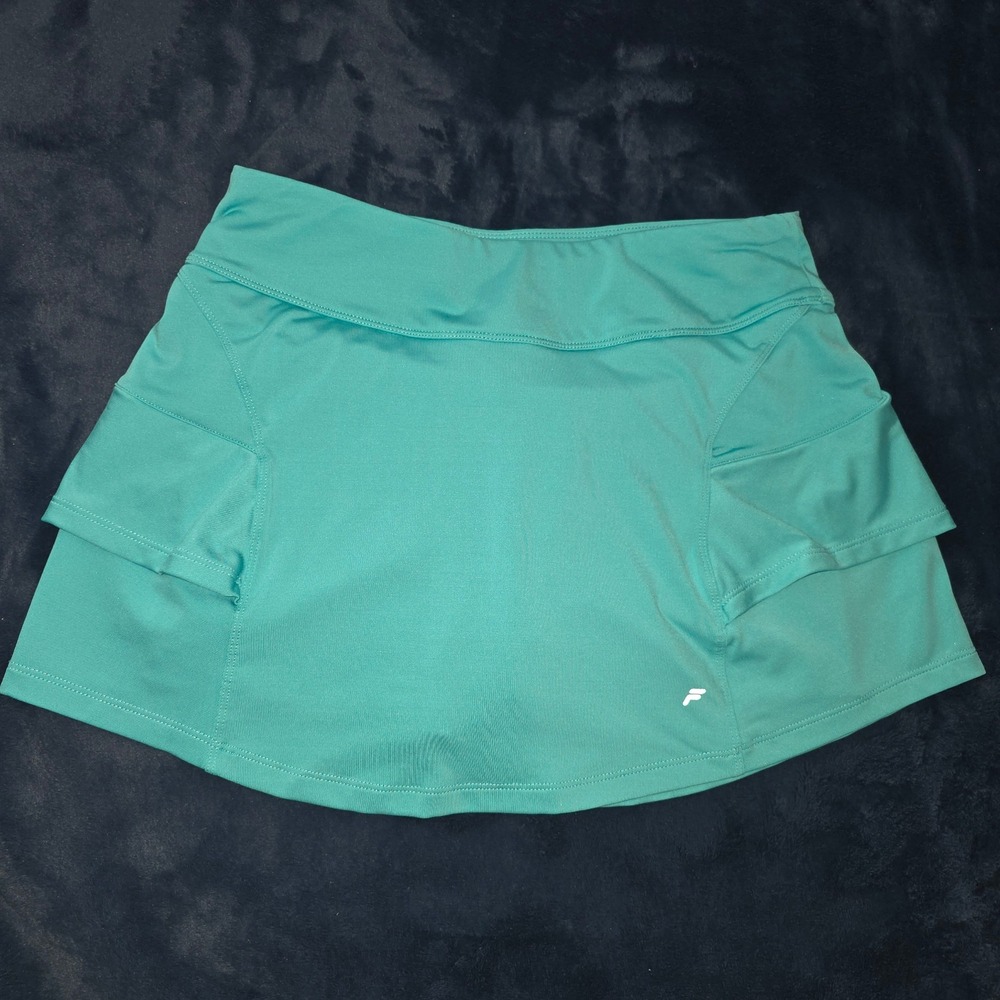 Fila Womens Teal Blue Athletic Tennis Skort Small Tiered Ruffle Mini Skirt